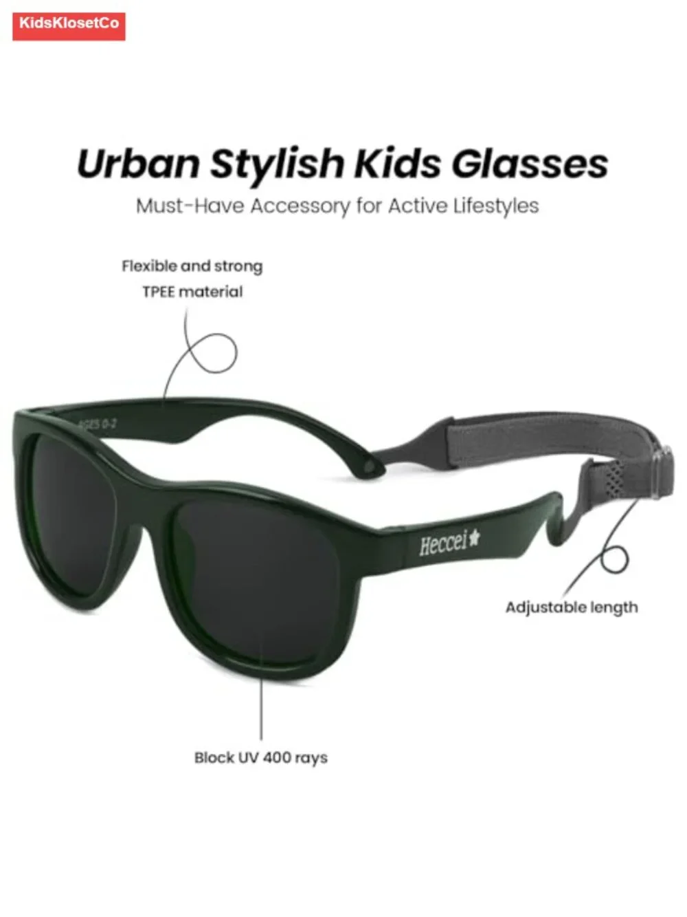 TPE Non-Toxic BPA-Free Polarized Baby Sunglasses with Adjustable Strap